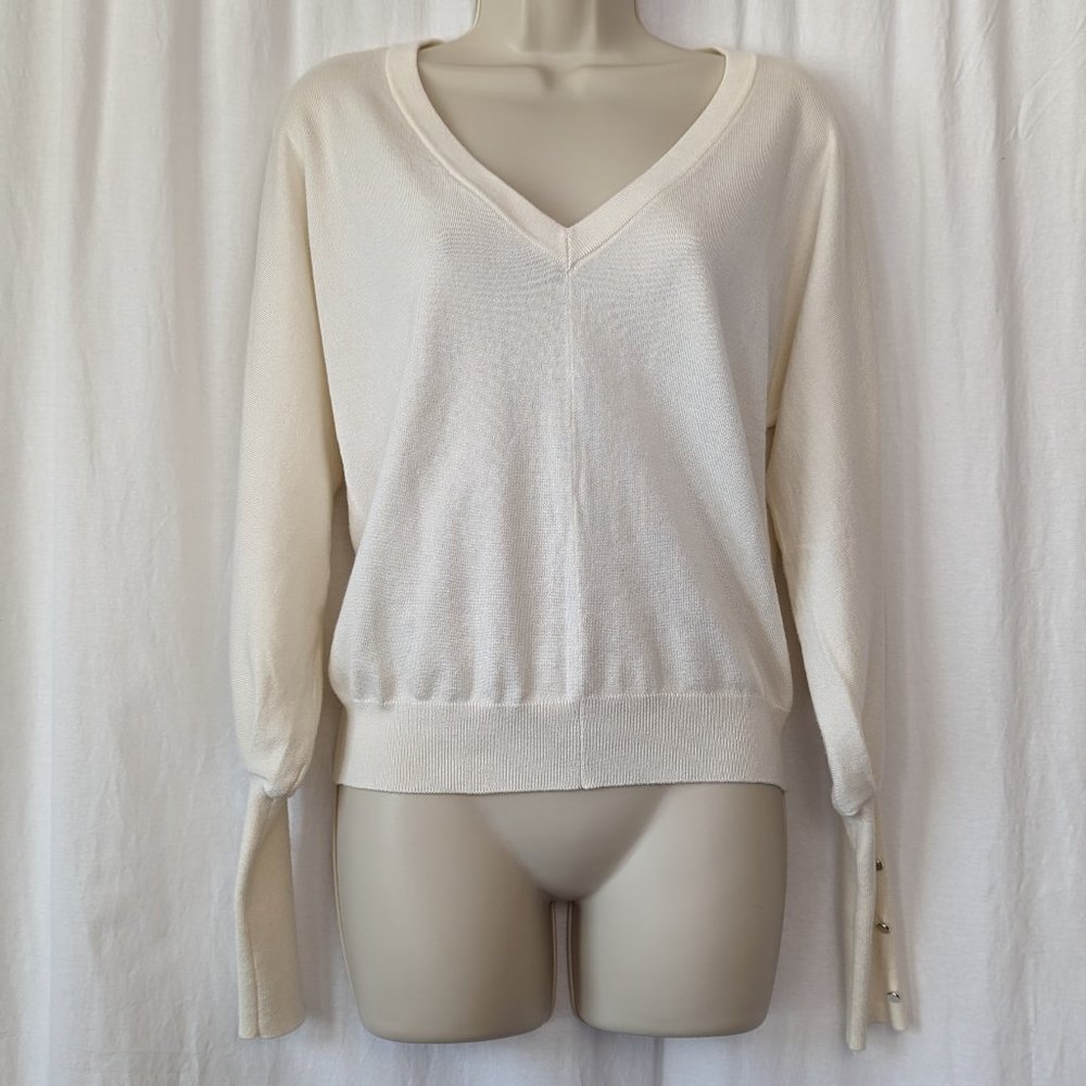 Palette Dolman Ivory Vneck Sweater Size Medium